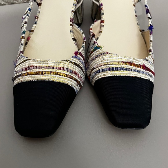 Tuckernuck Tinsley Tweed Multicolor Heels Slingback size 9.5 black toe cap - Picture 6 of 14